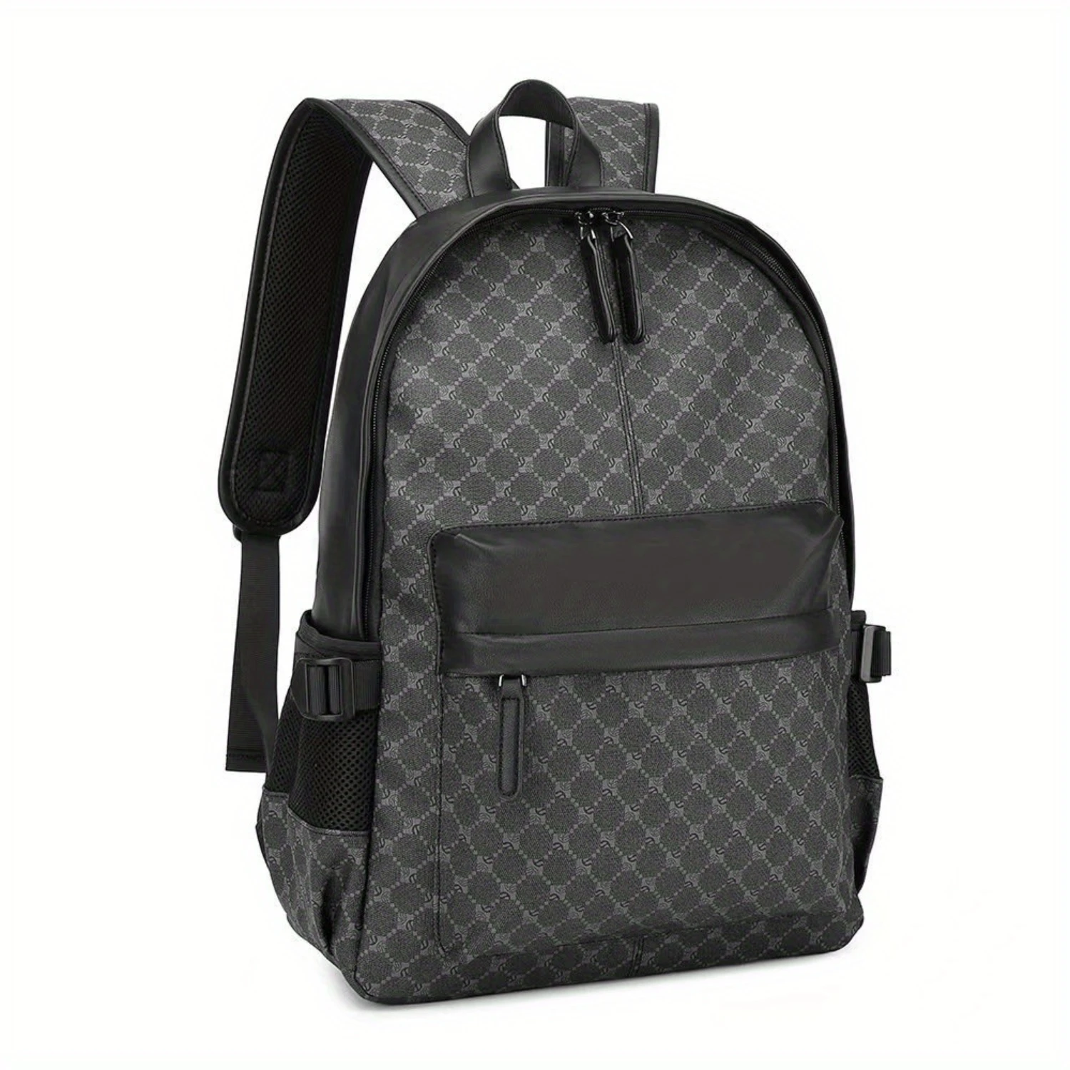 

Fashion Classic Plaid Backpack, Trendy PU Leather Travel Backpack