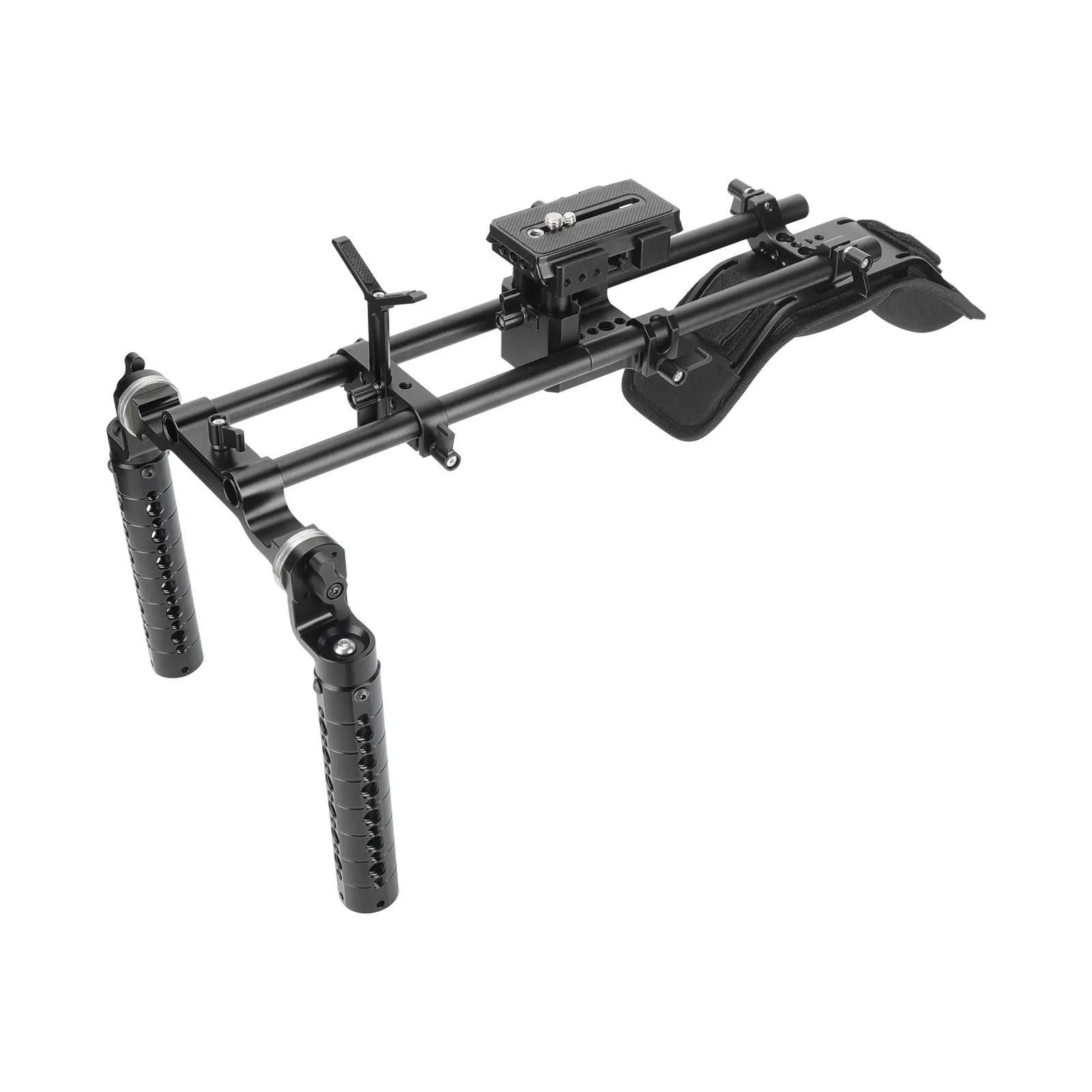 SZRIG Handheld Shoulder Mount Rig With Manfrotto Quick Release Baseplate & Dual ARRI Rosette Aluminum Cheese Handgrip