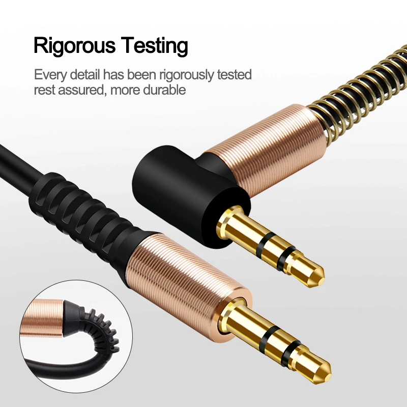NNBILI 3.5mm 잭 오디오 케이블3.5mm 자동차 스프링 AUX 케이블 금도금 잭 남성-남성 스피커 케이블 헤드폰 용 코드 삼성 썸네일 5