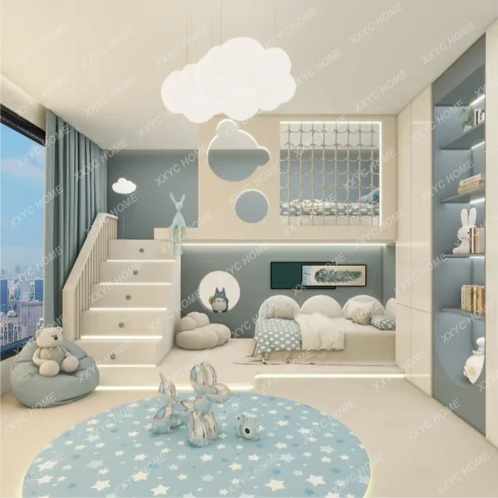 AATreehouse Bed For Boys, Prince Dream Bed With Storage Cabinet For Children