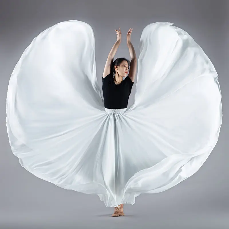 Modern Dance Skirt with 720° Double-layered Flared Spandex for Ballroom and Square Dancing in Xinjiang Double-layer Dress A362