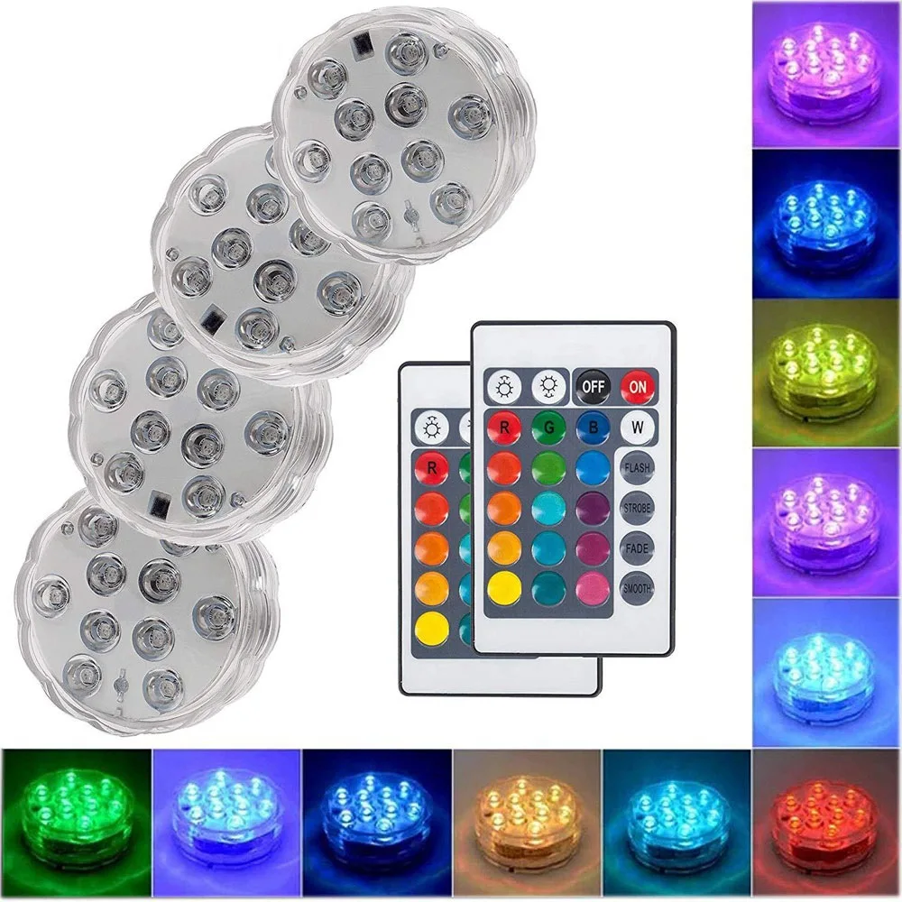 Fish tank light 10 LED Aquarium Waterproof Light Colorful Underwater WaterProof Highlight Remote Control Diving Knob Light