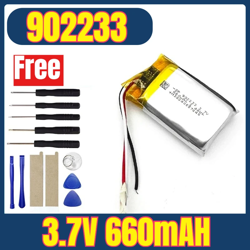 

Brand-New Battery 3.7V 902233 660mAh Lithium Battery Rechargeable Suitable for 902233 + Free Tools