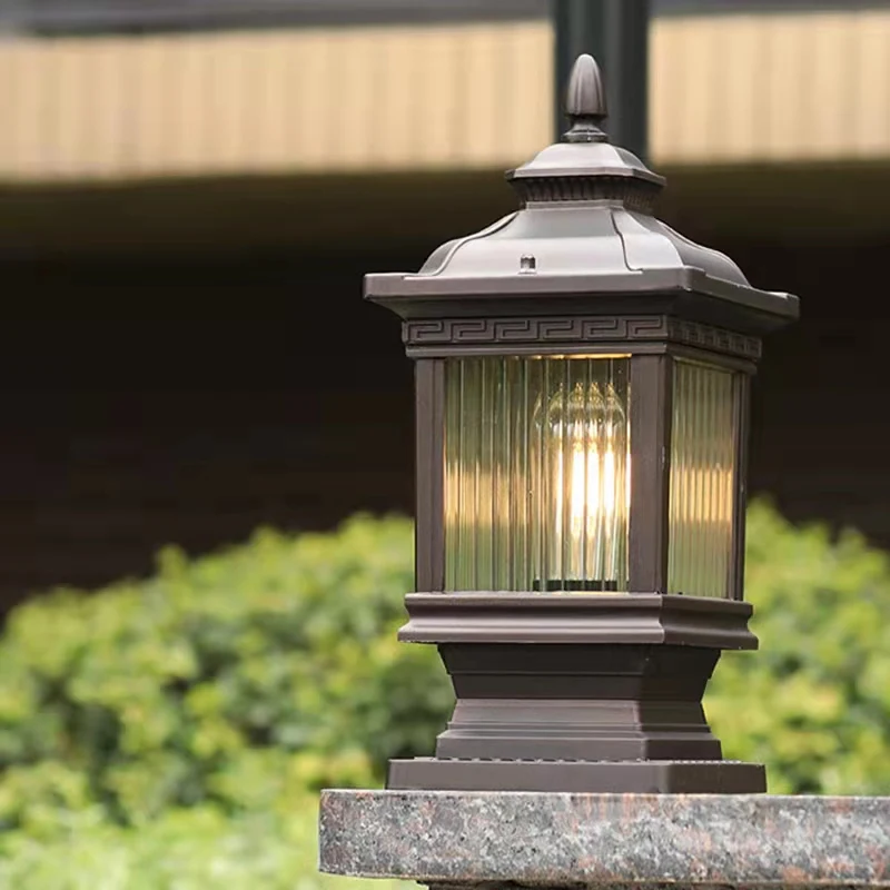 TEMAR Outdoor Classical Post Lamp Simple Electricity LED Pillar Light Waterproof for Villa Courtyard Retro Garden Landscape