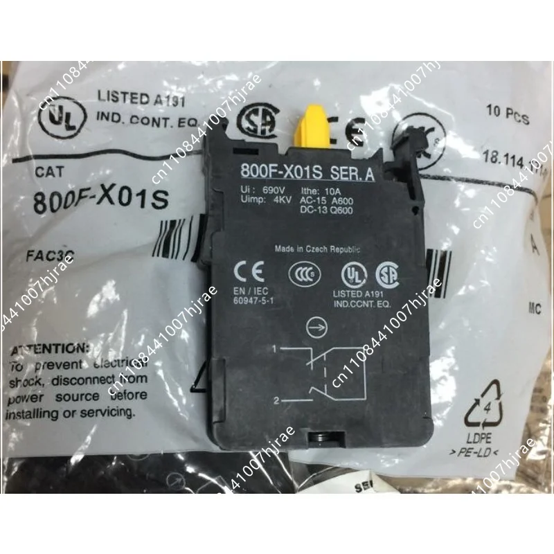 E-Stop Contact Block 800F-X01S X20D 1NC Normally Closed Self Monitor Industrial New Unit Part Accessory