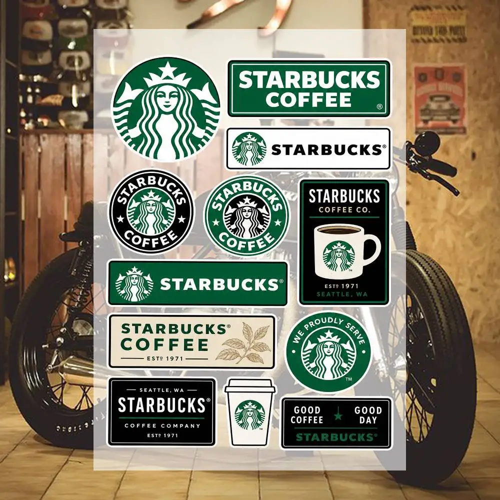 Retro Coffee Cup Vinyl Stickers, Green Mermaid Style Graphic Decals, Multi-purpose Decor for Water Bottle, Laptop, Luggage