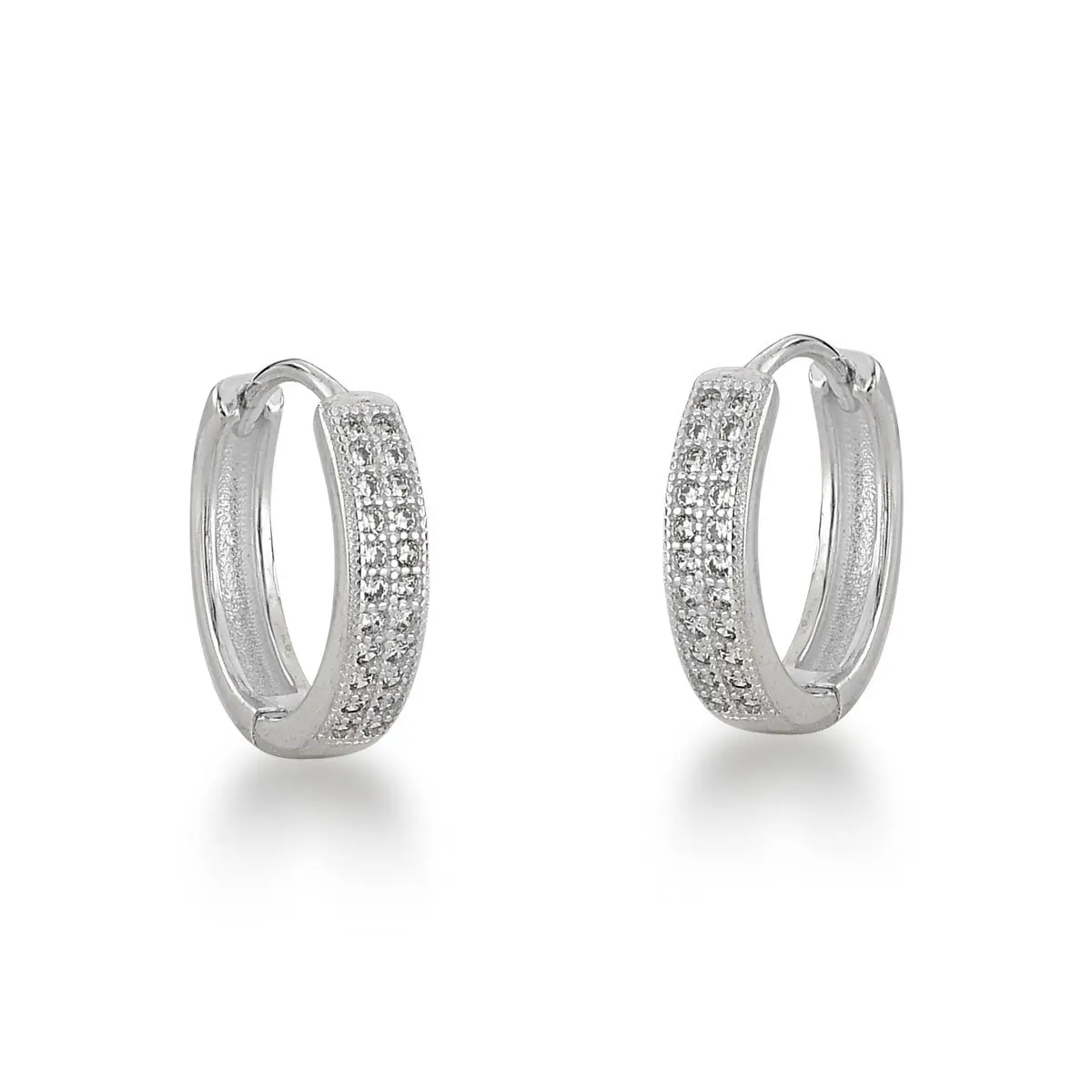 Earring Hoop Click Two Row Zirconia Silver 925 1,6cm