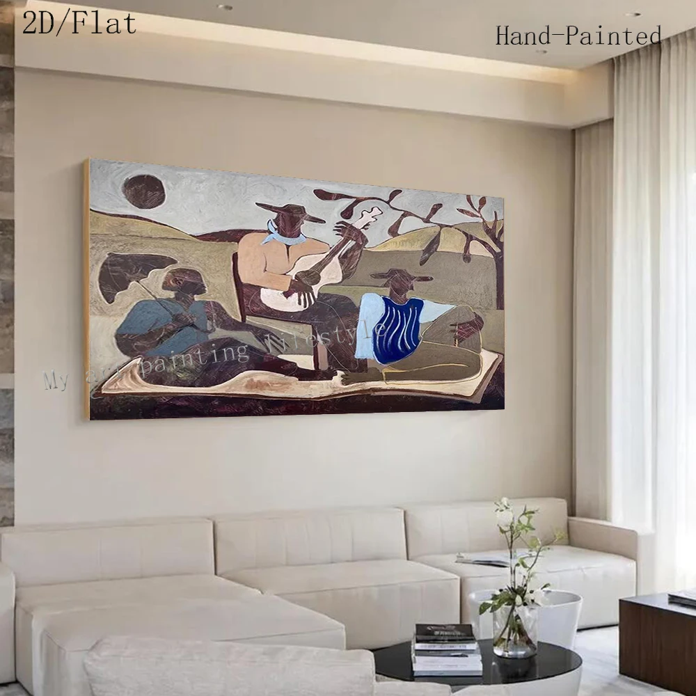 100% Handmade Abstract Oil Painting On Canvas Outdoor Leisure Music Concert Wall Art Picture For Home Living Room Decor Image