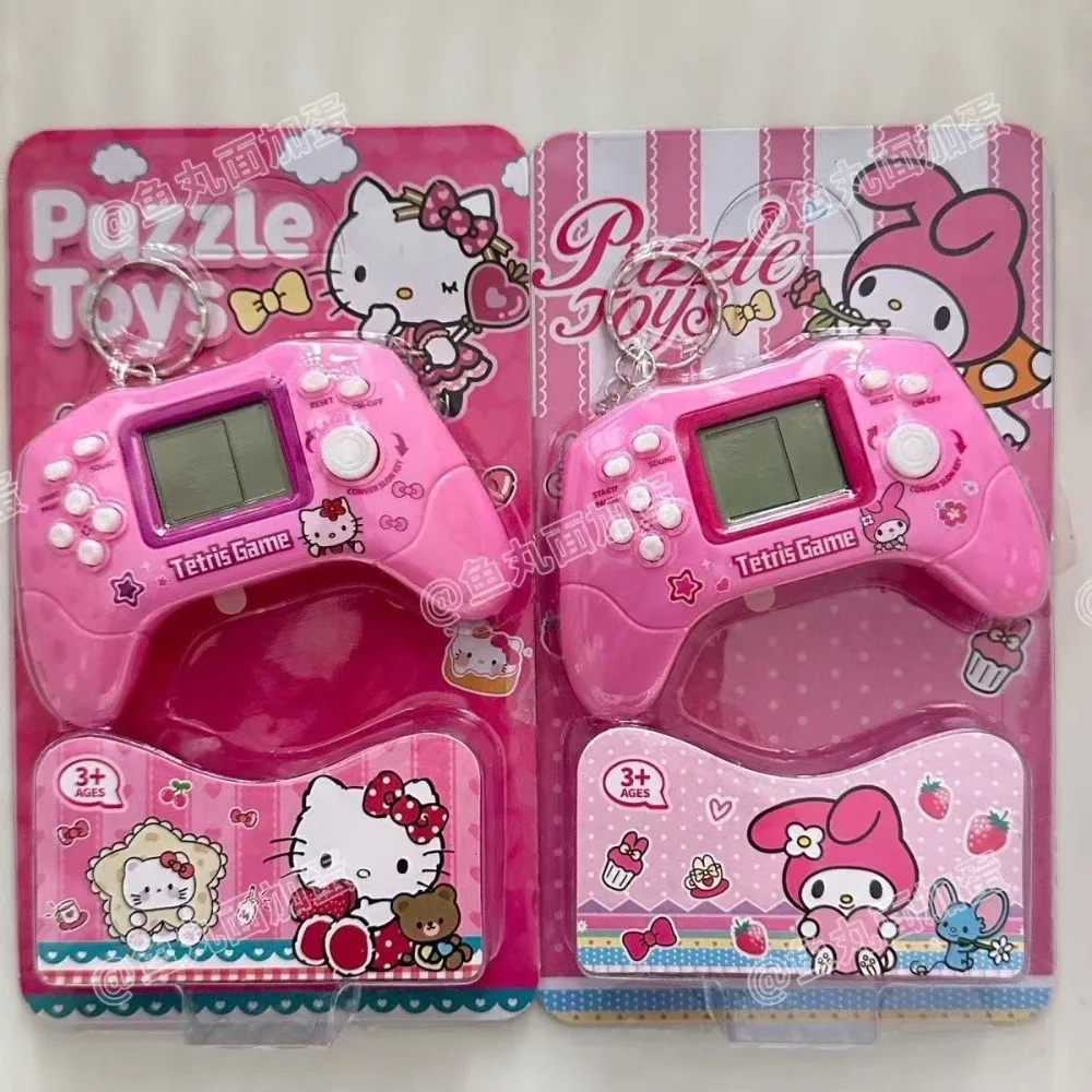Llavero Kawaii de Hello Kitty, Colgante de Consola de Juegos Melody Tetris, Decoración para Mochila, Regalo de Sanrio para Niña