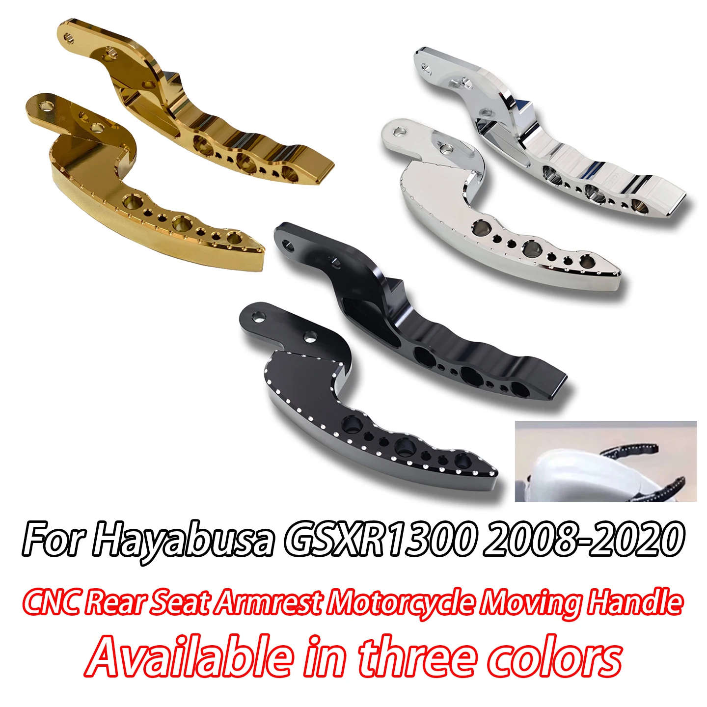 

For Suzuki Hayabusa GSXR1300 GSX1300R 2008-2020models Motorcycle Moving Handle CNC Rear Seat Handle Thickened Handle Accessories