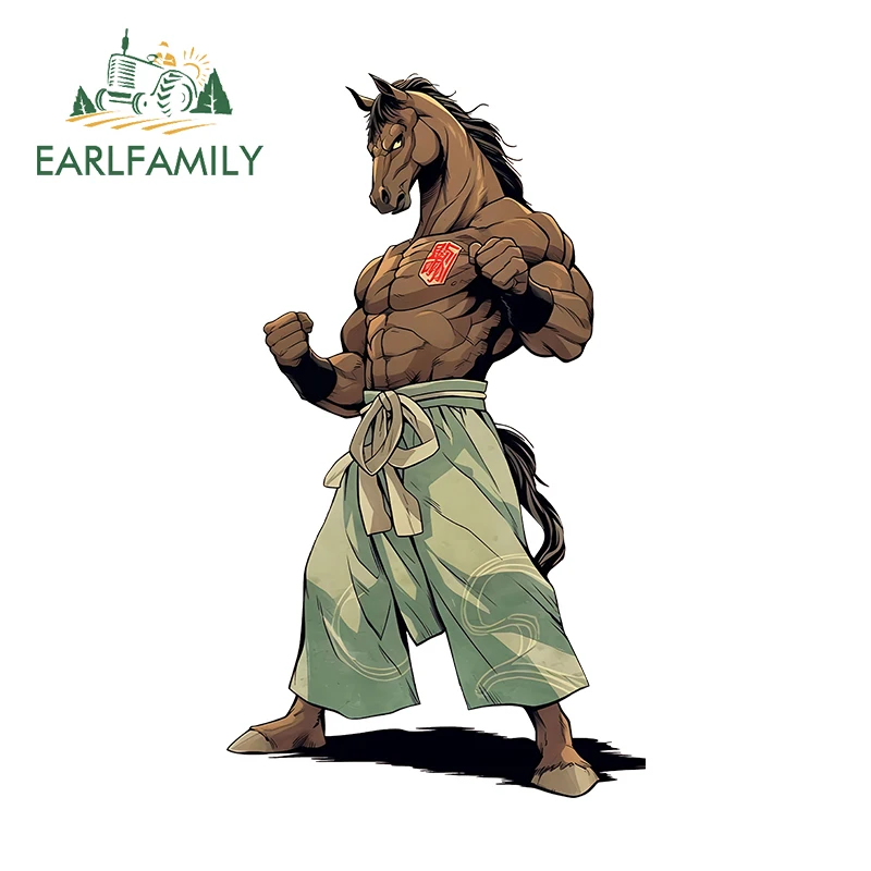 EARLFAMILY 13cm X 7.7cm for Horse Samurai Jiujistu Animal Car Stickers Waterproof Vinyl Car Wrap Decals Scratch-Proof Decor