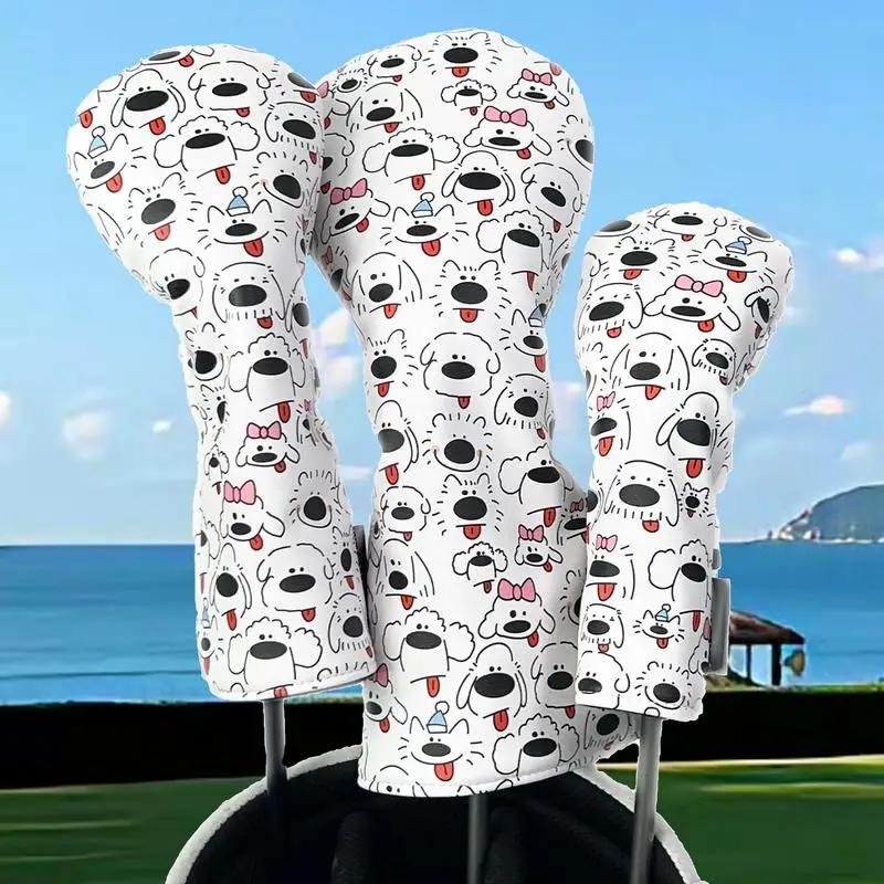 Golf Club Covers Cartoon Puppy Golfing Club Head Cover Thick Protective Mallet Putter Covers Waterproof Golf Club Cover For Most