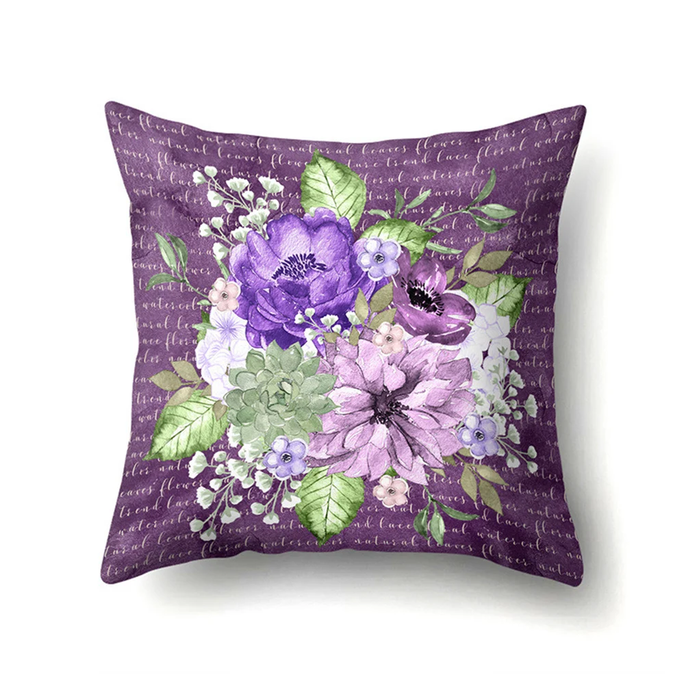 Purple Flower Cushion Cover, Modern Pillow Case, Nordic Style, Decorative Sofa Throw Pillows Cover