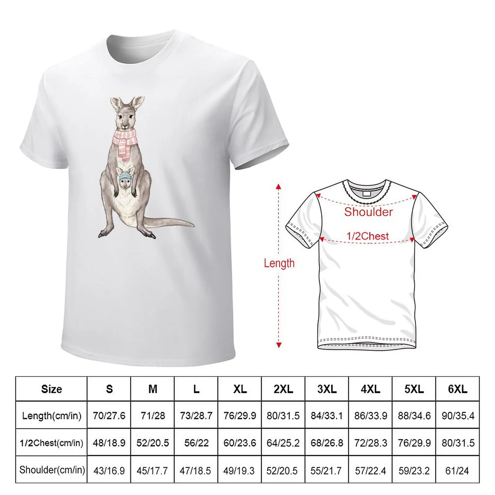 Australian Winter Animals - Kangaroo T-Shirt Aesthetic clothing graphics customs design your own oversized T-shirt men