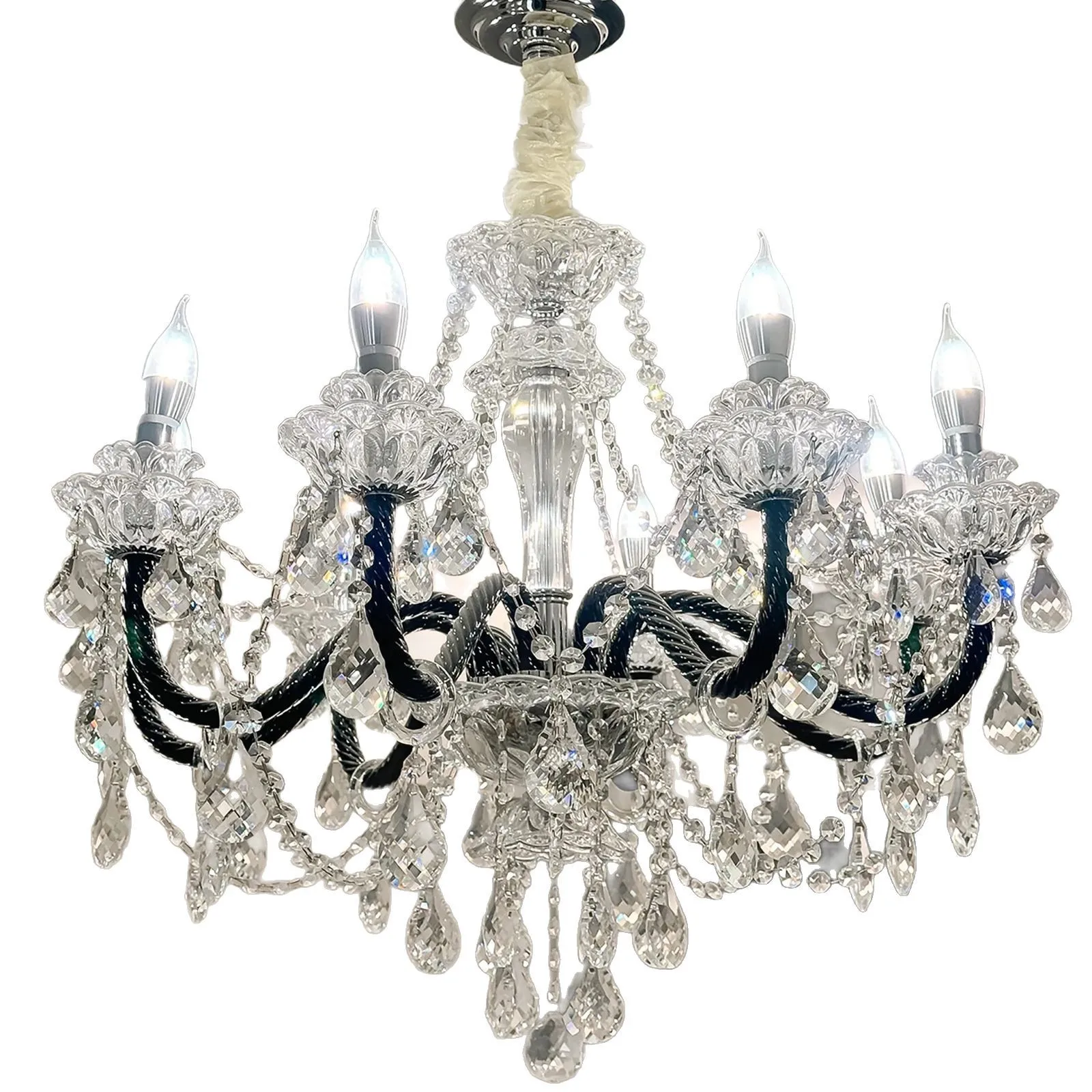 27.56 inch light luxury French crystal chandelier, retro restaurant, bedroom, study, hotel, villa, high-end candle lamp