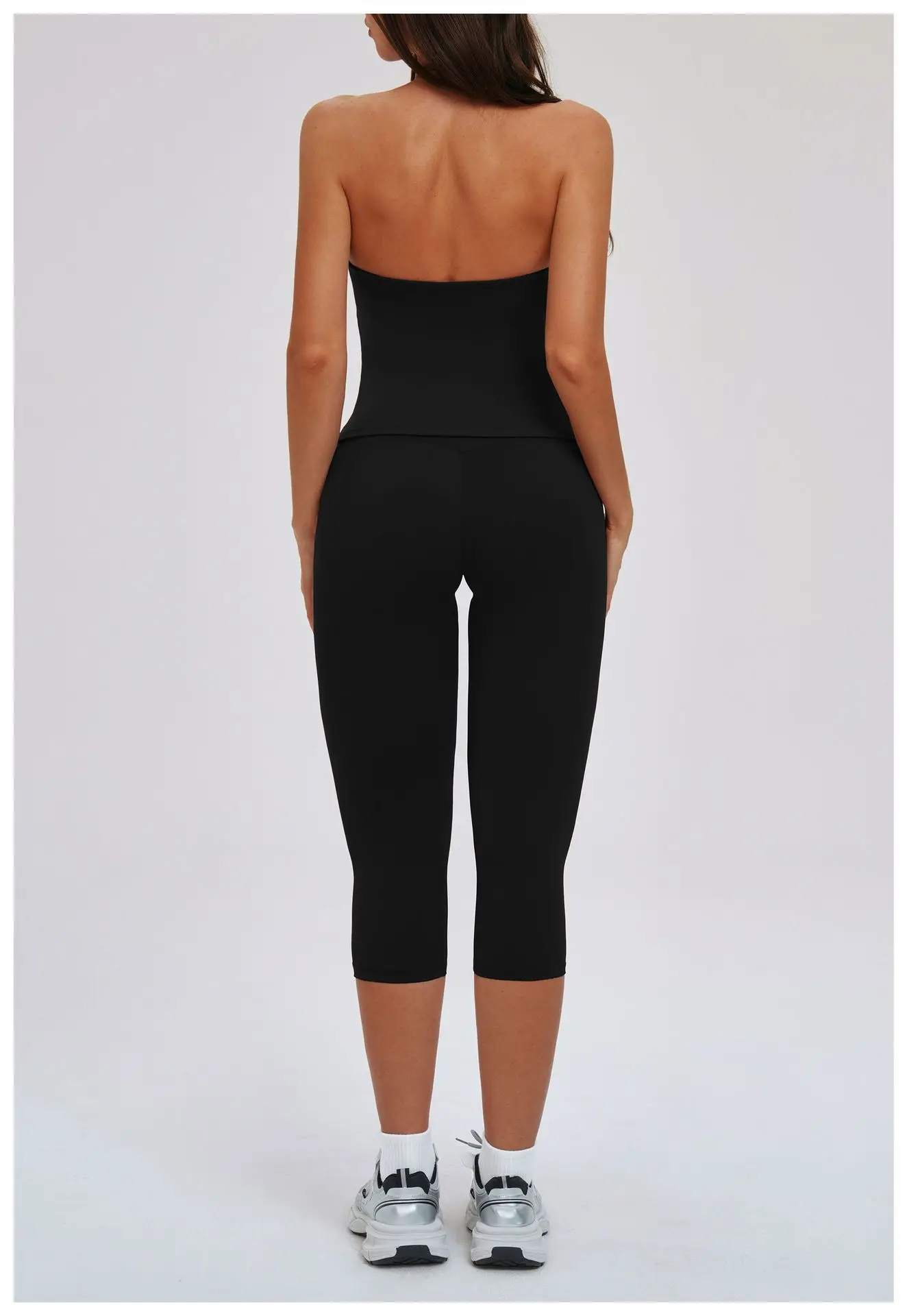 Yoga Capri Pants Suit 2 Pieces Gym Set Women Backless Tops Capri Pants Set Gym Suit Fitness Athletic Wear Sportswear Workout Set