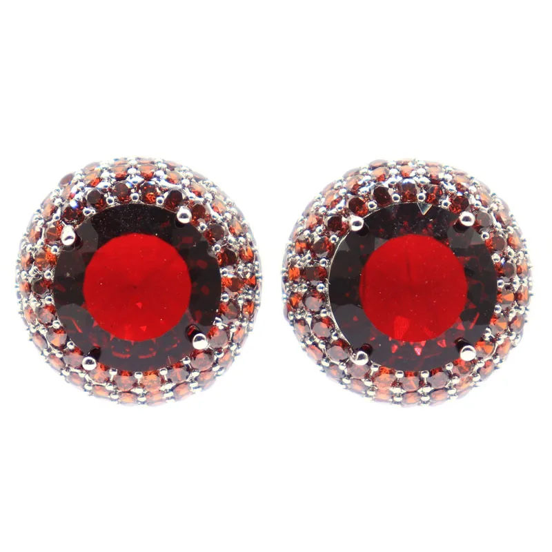 

SheCrown 20x20mm Colorful Highly Recommend Orange Spessartine Rhodolite Garnet Blood Ruby Green Peridot Silver Earrings