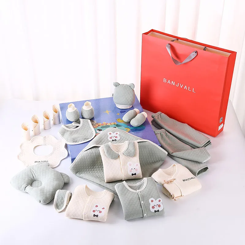 Newborn Baby Clothing Gift Set 2023 New Thick Autumn Winter Clothes High Quality 100% Cotton Infant 20 Pieces Underwear Suits