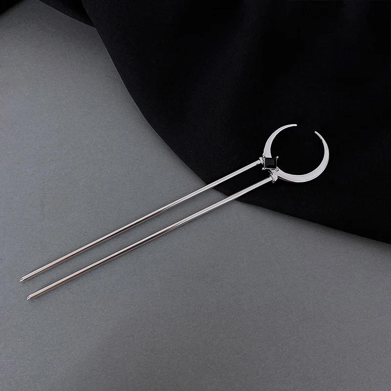 New Hairpin Hair Sticks Minimalist Black Moon Trendy Vintage Metal Hair Accessories Headwear Hairstyle for Women Jewelry H050