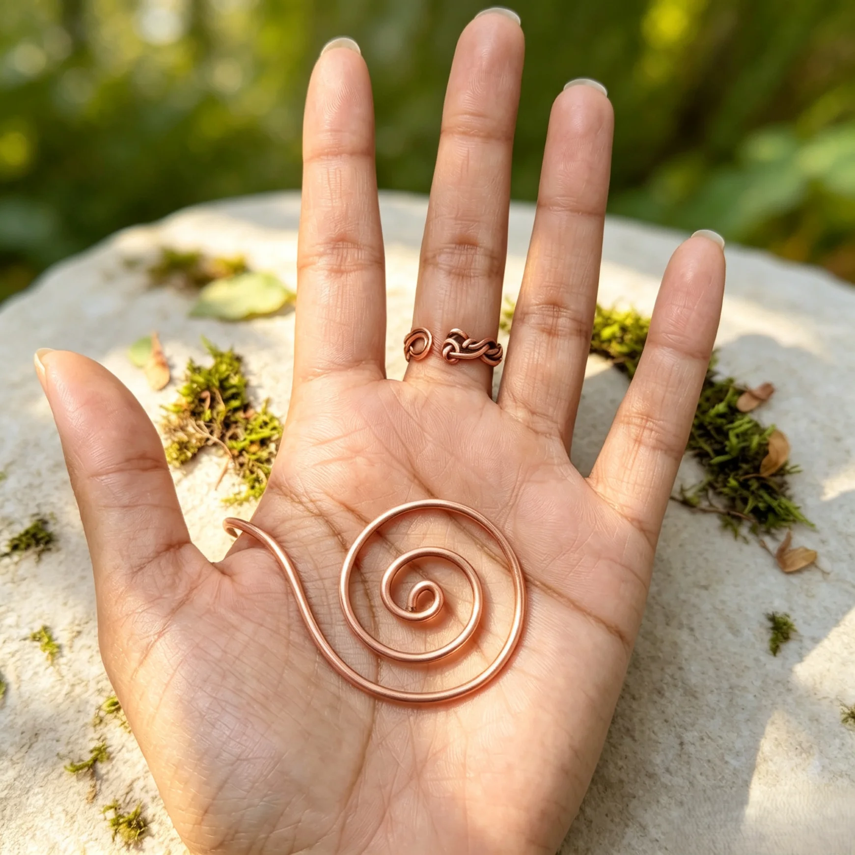 Vintage Geometric Swirl Palm Ring for Men Women Trendy Spiral Gold Plated Hand Ring Boho Party Unique Jewelry Gift