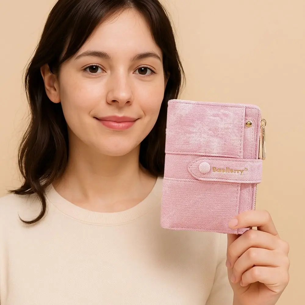 

Elegant Women Short Wallet Pu Leather Large Capacity Brand Female Purses Zipper Closure Compact Business Card Holder Shopping