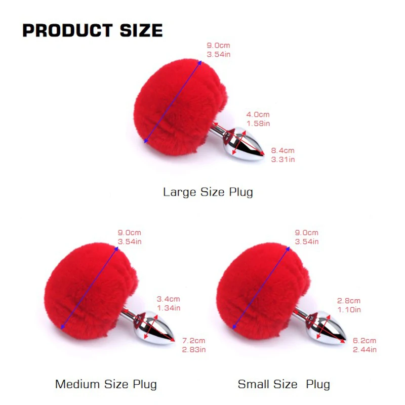 Anal Butt Plug with Bunny Tail 5 Color Sex Toy for Women Femate Man Gay 3 Size Steel Annal Anus Buttplug Adult Sex Shop Products