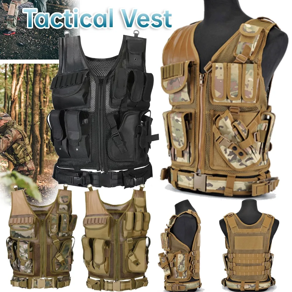 

Multi-Pocket Swat Tactical Vest Jungle Combat Body Armor Vests Security Hunting Outdoor CS Game Airsoft Training Jacket