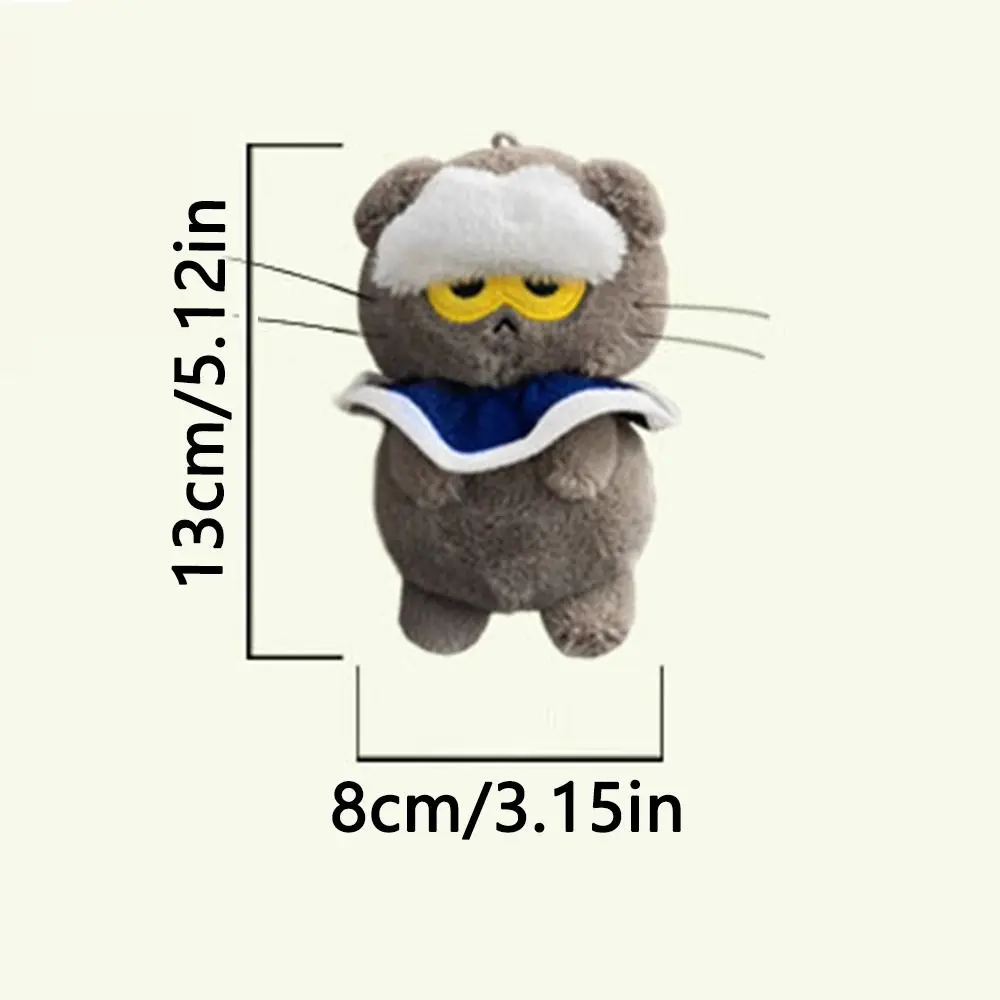 Miękka, puszysta zabawka pluszowa w kształcie kota, zabawny, zły kot w stylu kreskówkowym, pluszowy breloczek do kluczy, uroczy, pulchny, szary breloczek GD.