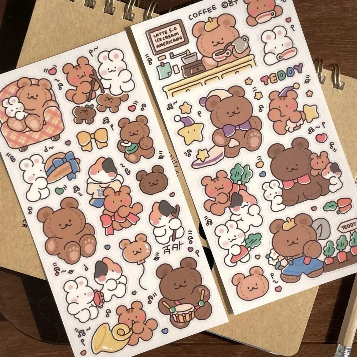 Korean Cute Cartoon Graffiti Bear Rabbit Stickers Ins Guka Handbook DIY Creative Stickers Diy Decoration Material