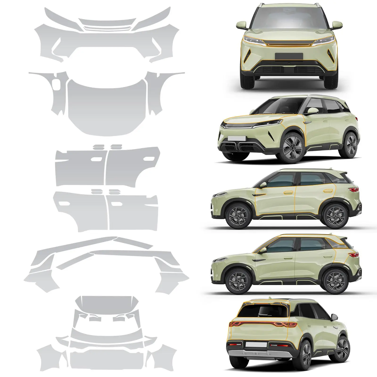 For BYD Yuan UP ATTO 2 2024 2025 9Mil TPU Paint Protective Film Kit Pre-cut PPF Matte And Clear Bra Body Anti-Scratch Resistant