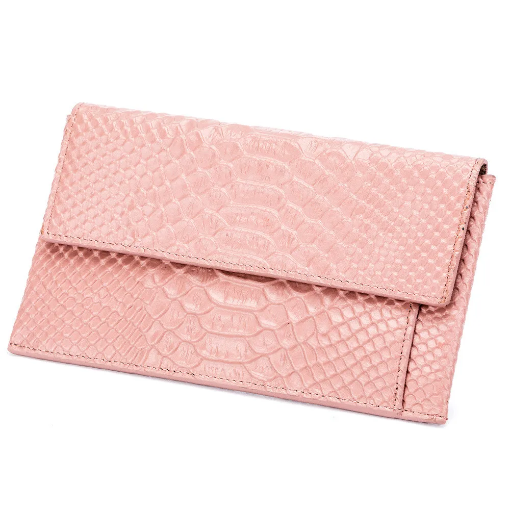 RETROGOO Genuine Leather Women Day Clutches Snake Pattern Cowhide Card Holder Wallet Female Zipper Coin Purse Flap Envelope Bag