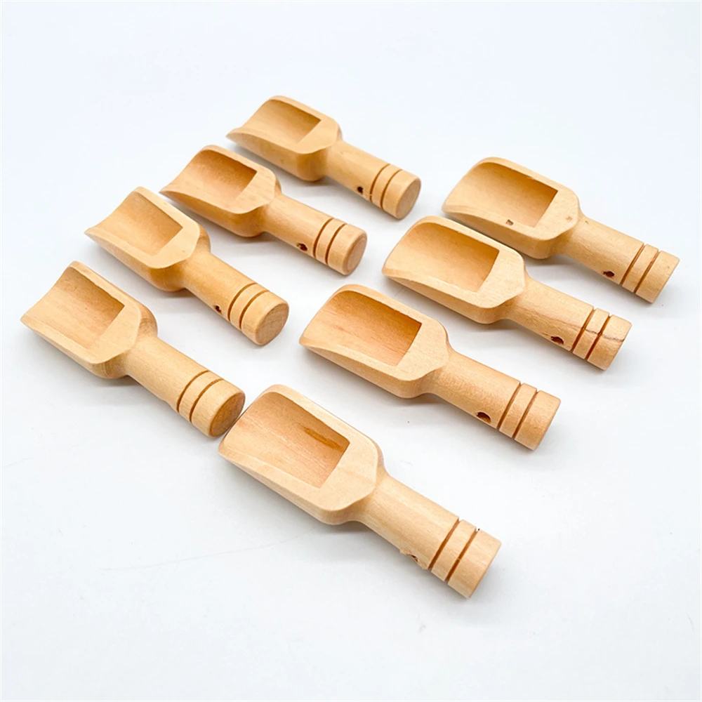 50pcs Small Wooden Scoop for Salt Tea Spices Mini Bath Salt Spoon