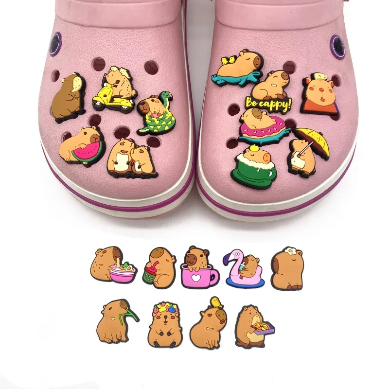 Cute Capybara Shoe Charms PVC Hot Sale 10-300 Pcs for Women Kids Cave Shoes Decorations Accessory Crocs Assessories Shoe Charm