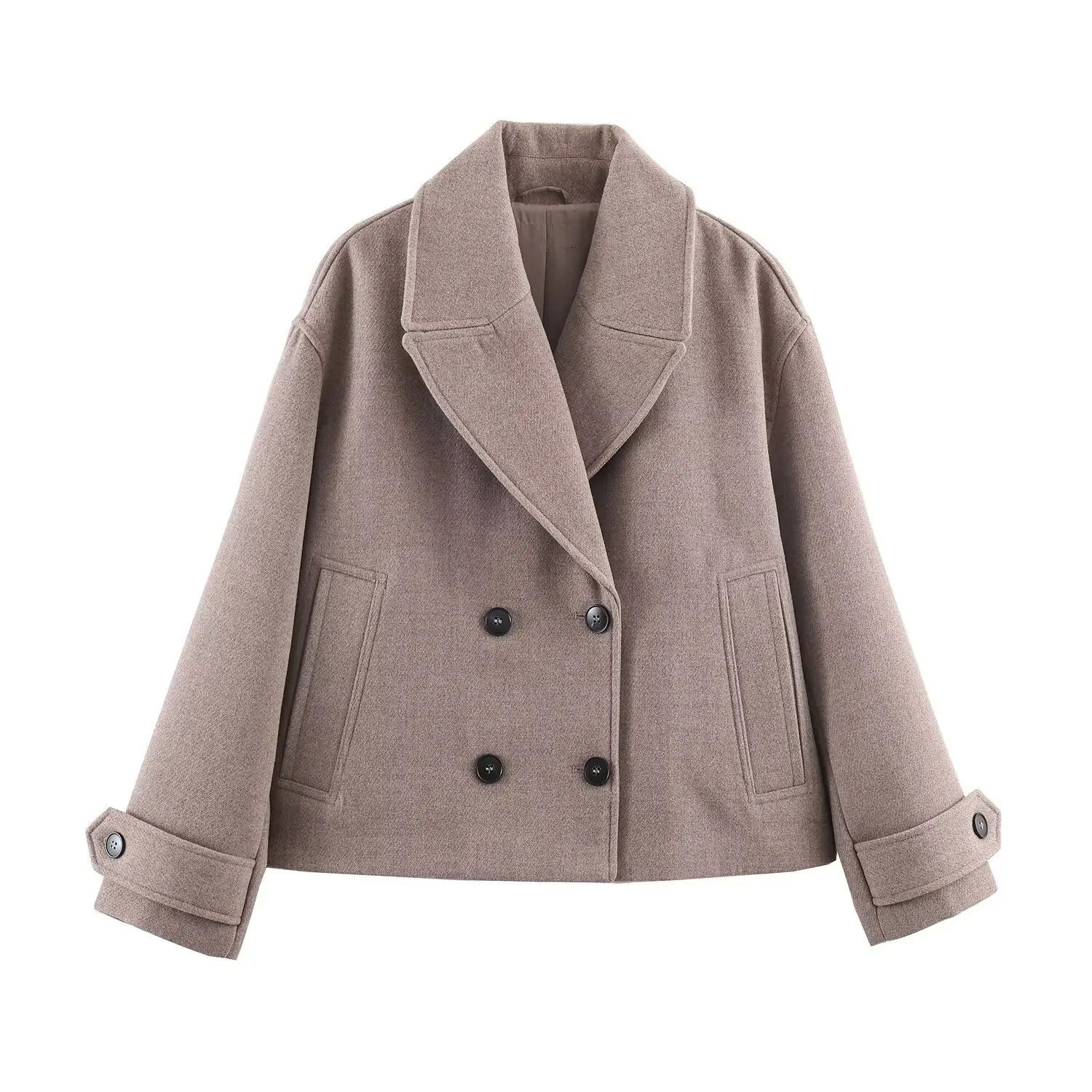 Women's French-style fashion simple double-breasted short coat   C8J5