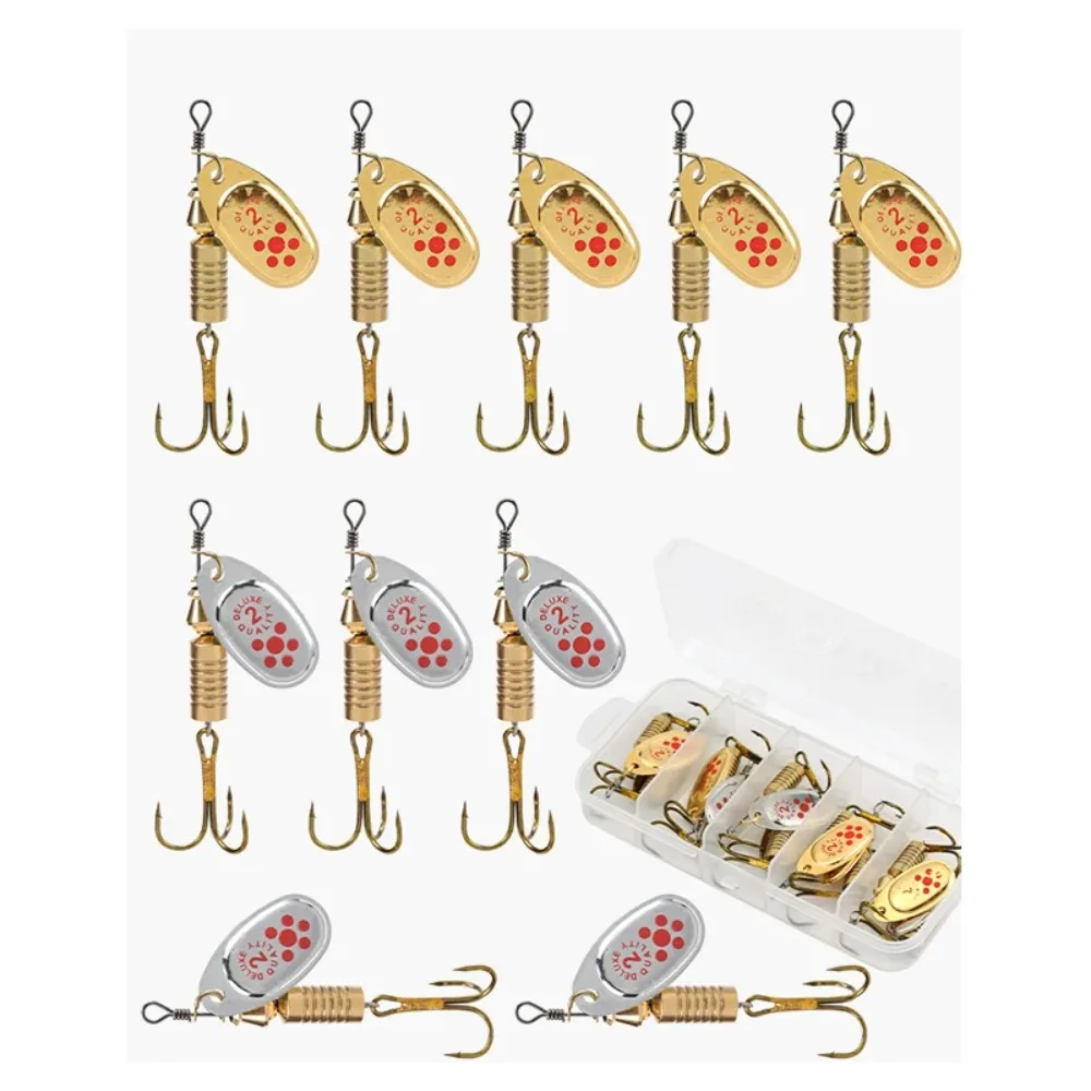 10 Stücke 6,7 cm 7g Spinner Löffel Metallköder Angelköder Pailletten Crankbait Löffel Köder für Bass Forelle Barsch Hecht Rotierend