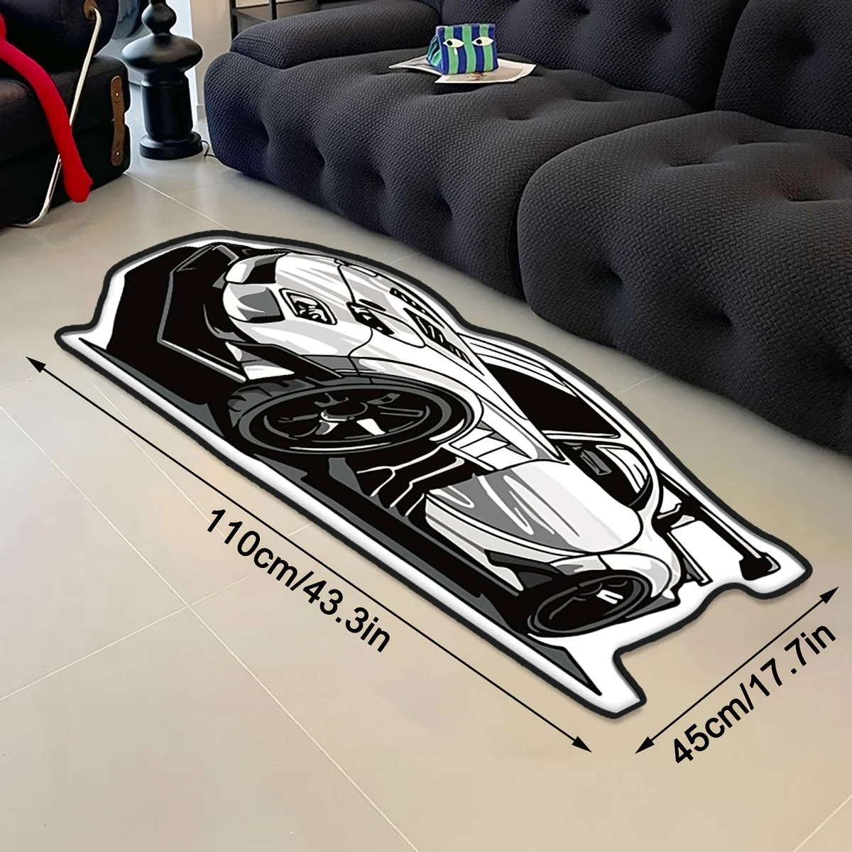 VIKAMA Creative Sports Car Design Rug, Anti-Slip And Washable. Home Decoration Carpet In Living Room, Bedroom And Gaming Room