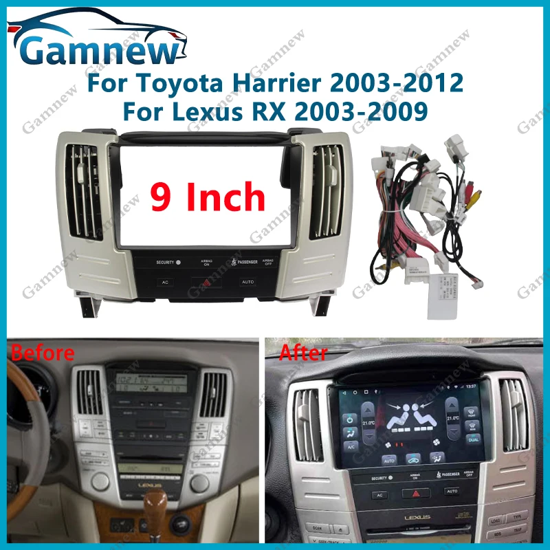 

9 Inch Car Frame Fascia Canbus Box Adapter Android Radio Dash Fitting Panel Kit For Lexus RX 2003-2009 Toyota Harrier 2003-2012
