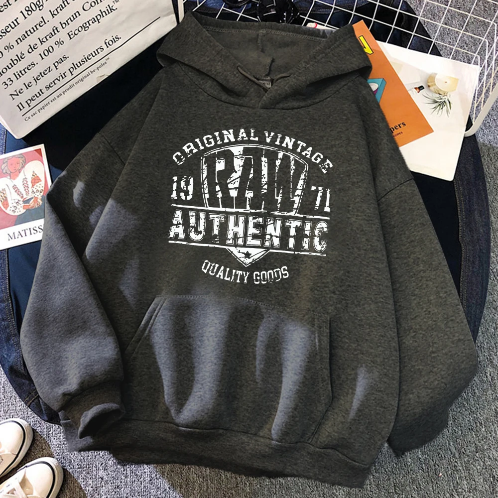 Original Vintage 1971 Raw Ahthentic Hoody Women Crewneck Hip Hop Sweatshirt Autumn Casual Clothing Female Fleece Loose Hoodie