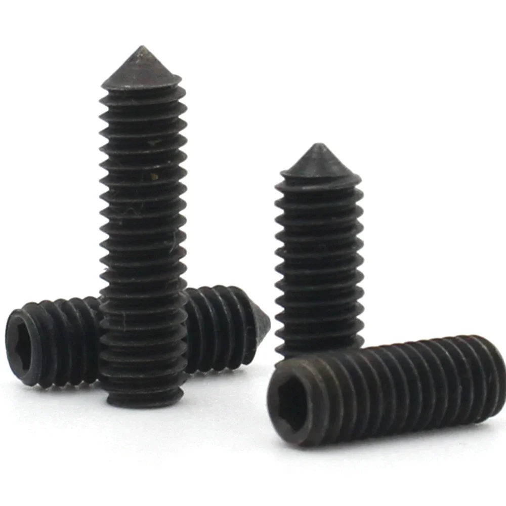 10/20/50pcs M2 M2.5 M3 M4 M5 M6 M8 12.9 Black Carbon Steel 304 Stainless Steel Hexagon Allen Head Cone Point Grub Set Screw Bolt