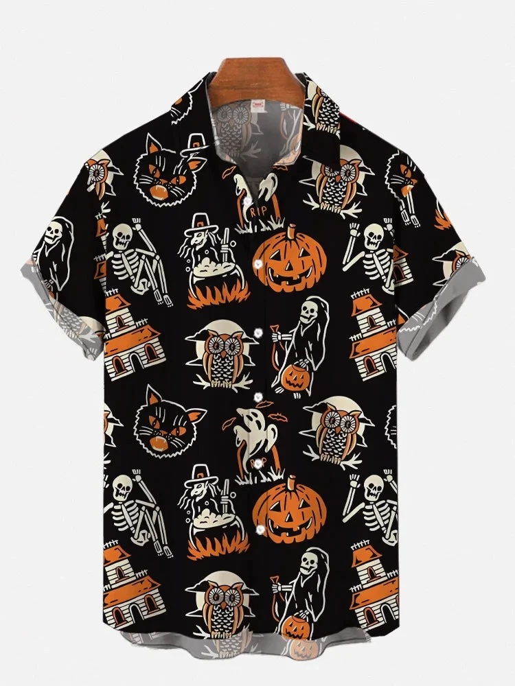 Halloween Men\'s T-shirt 3D Duckling Horror Pumpkin Print Shirt Men\'s Summer Casual Short Sleeve Shirt Hip Hop Oversized Shirt