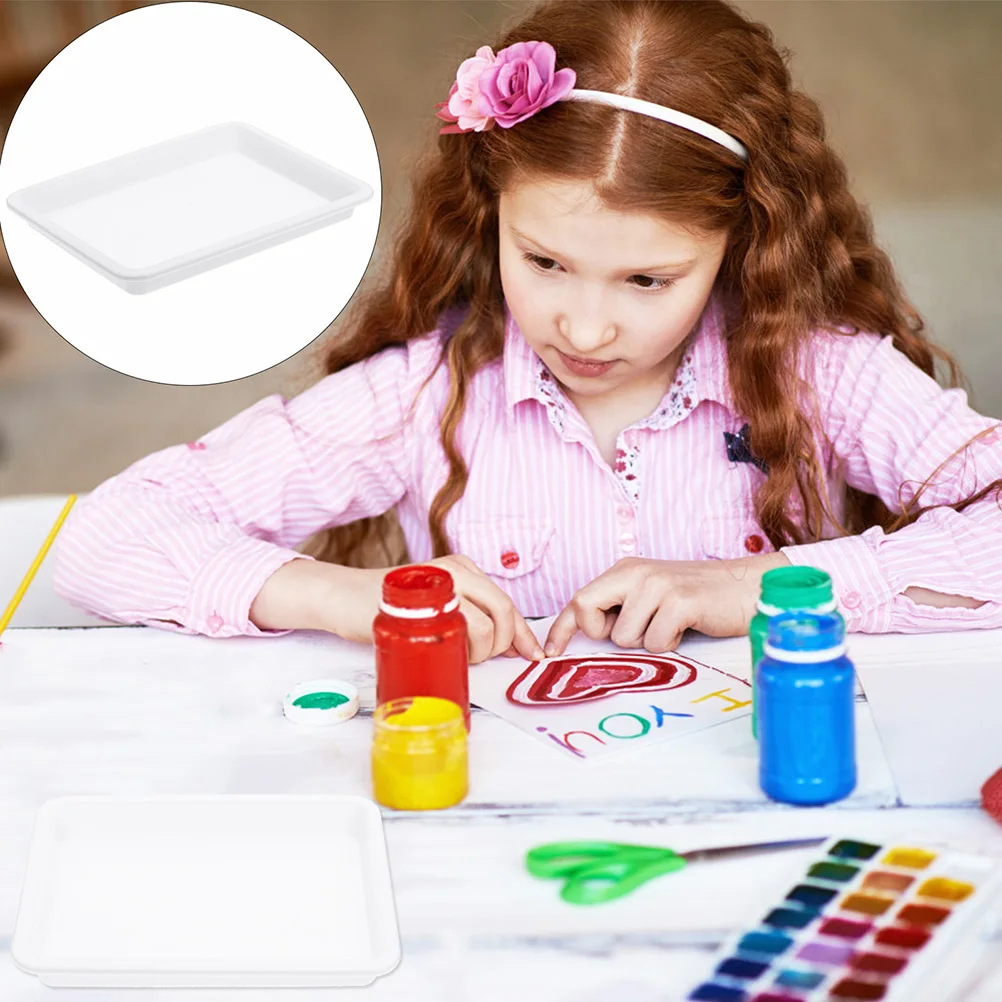 

4pcs Grade Plastic Trays Kids Painting Experiment Art Craft Activity Organizer Storage Serving Tray School Tray