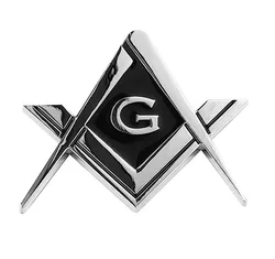 1 PC Chrome Plated Masonic Car Emblem Freemasonry Square and Compasses Auto Truck Motorcycle Decal Gift Accessories, 2.75 inches
