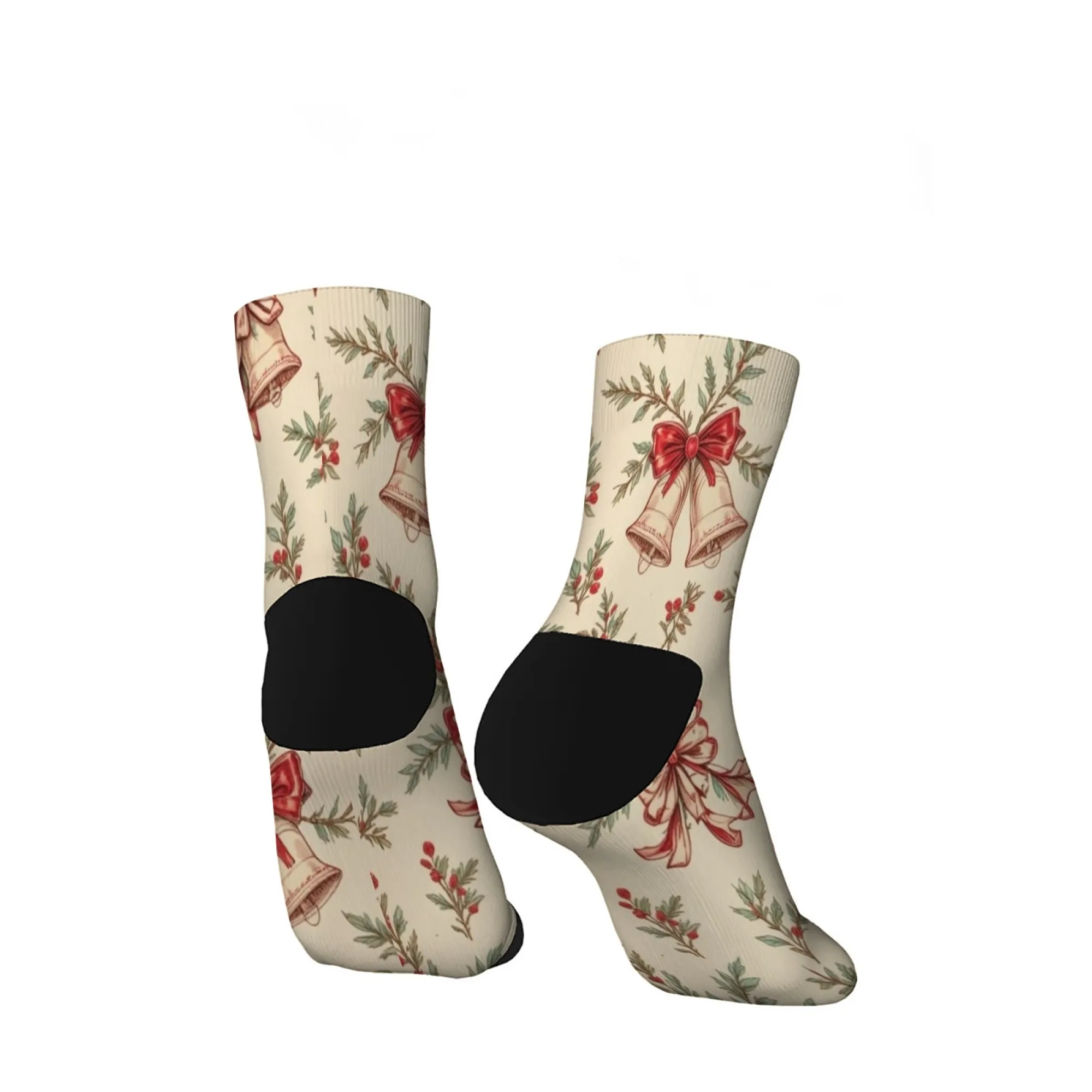 مجنون سعيد جوارب ضغط ثلج القوس جرس عيد الميلاد تصميم الرجال الجوارب القصيرة الجدة الجوارب الهيب هوب المتناثرة نمط هدية