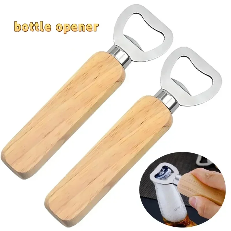 Abridor de Botellas de Cerveza Popular con Mango de Madera y Acero Inoxidable Reforzado, Capaz de Abrir Bebidas Alcohólicas y No Alcohólicas