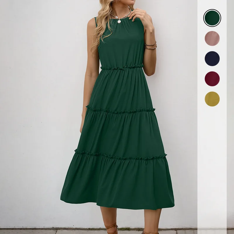 

Длинное женское платье А-силуэта, Y2K, уличный стиль, с круглым вырезом, без рукавов, повседневное, элегантное, комбинированное, для вечеринок, нарядное, для работы, 2026