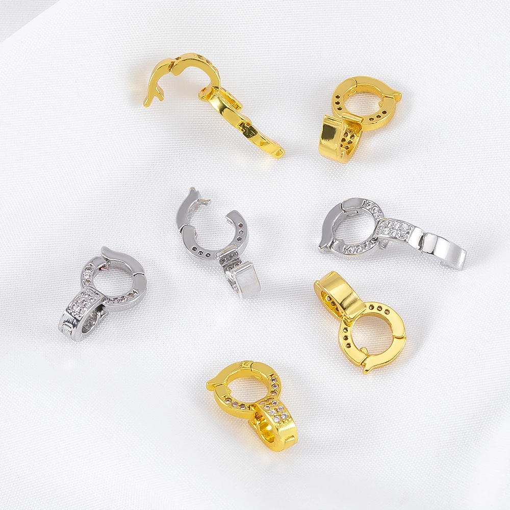 2pcs Rhinestone Inlaid Copper Round Universal Clasps DIY Bracelet Necklace Connector Multi-functional Jewelry Findings Materials