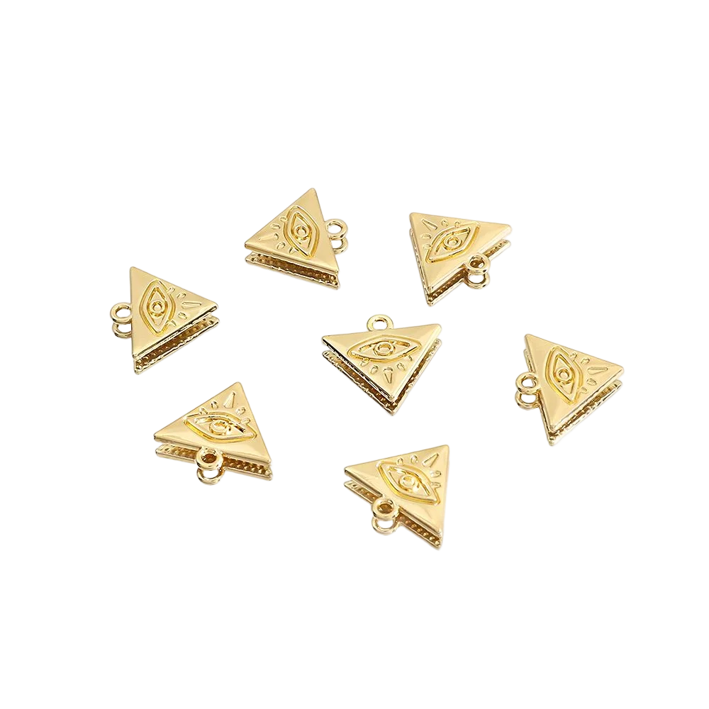 10pcs/lot Zinc Alloy Triangle Horus Eye Charms Connectors For DIY Earrings Necklace Jewelry Making Finding Accessories