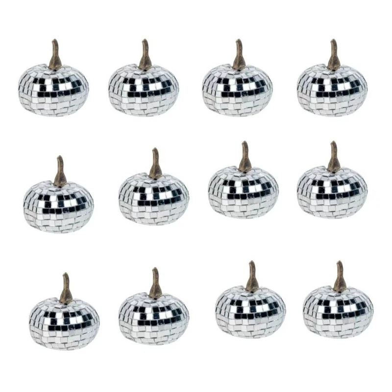 

Set Of 12 Metallic Reflective Plastic Fall Pumpkins Seasonal Party Centerpieces 15UB