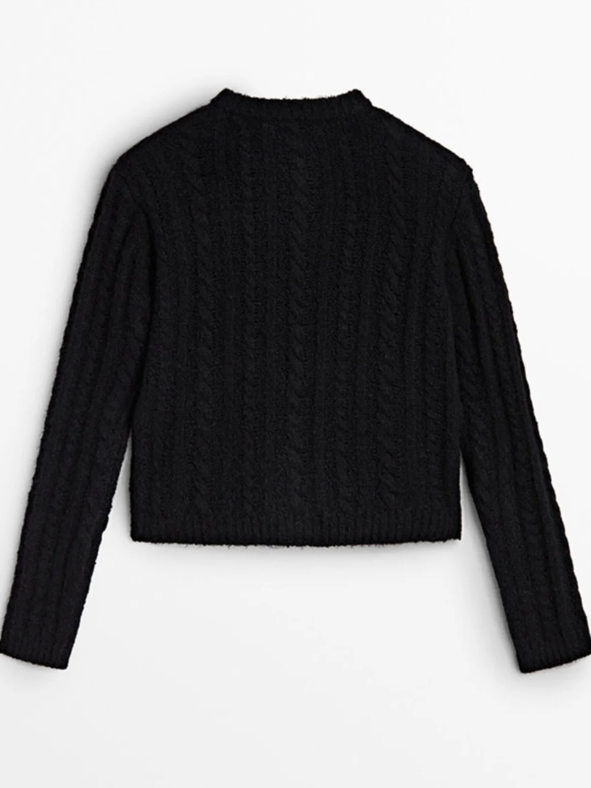 Faionable round Ne Knitted ort Coat MD Women's Bla Boucle Sle Open Front Knitwear New Arrival Autumn Winter