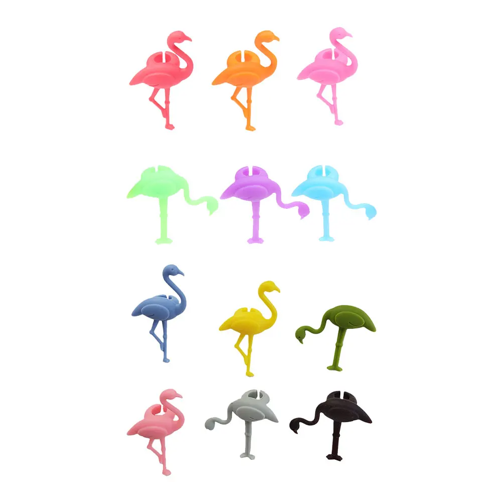 

12pcs Flamingo Glass Cup Marker Silicone Drinking Tag Identifier for Glasses Parties Stylish Non Slip Unique Design